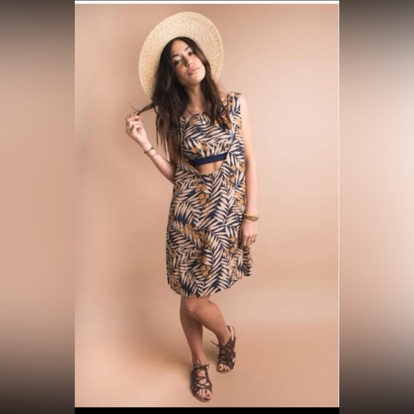 Free People Dresses & Skirts - Free People Navy Combo Tropical Two-fer Mini Dress size Small